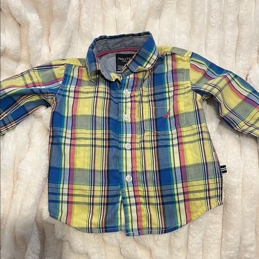 Nautica Boys Plaid Button-Down Shirt - Yellow & Blue